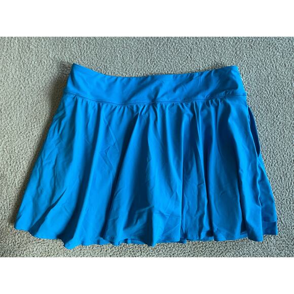 Lands End Skort 1X Pull On Ruffle Layer Blue Stretch Athletic Golf Tennis Prep - Picture 4 of 11